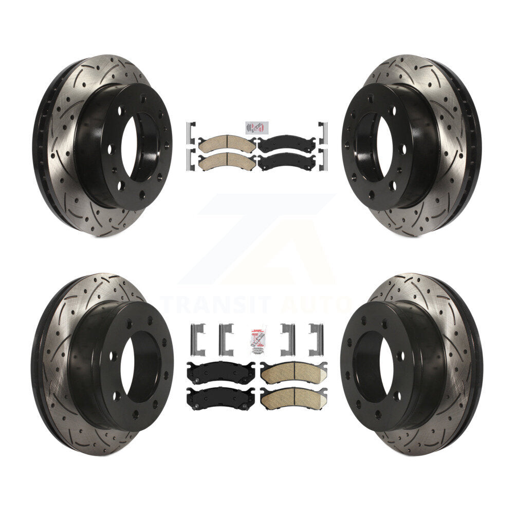Kit de Rotors de frein à fente de forage de tampon en céramique avant et arrière pour Chevrolet GMC Sierra 250