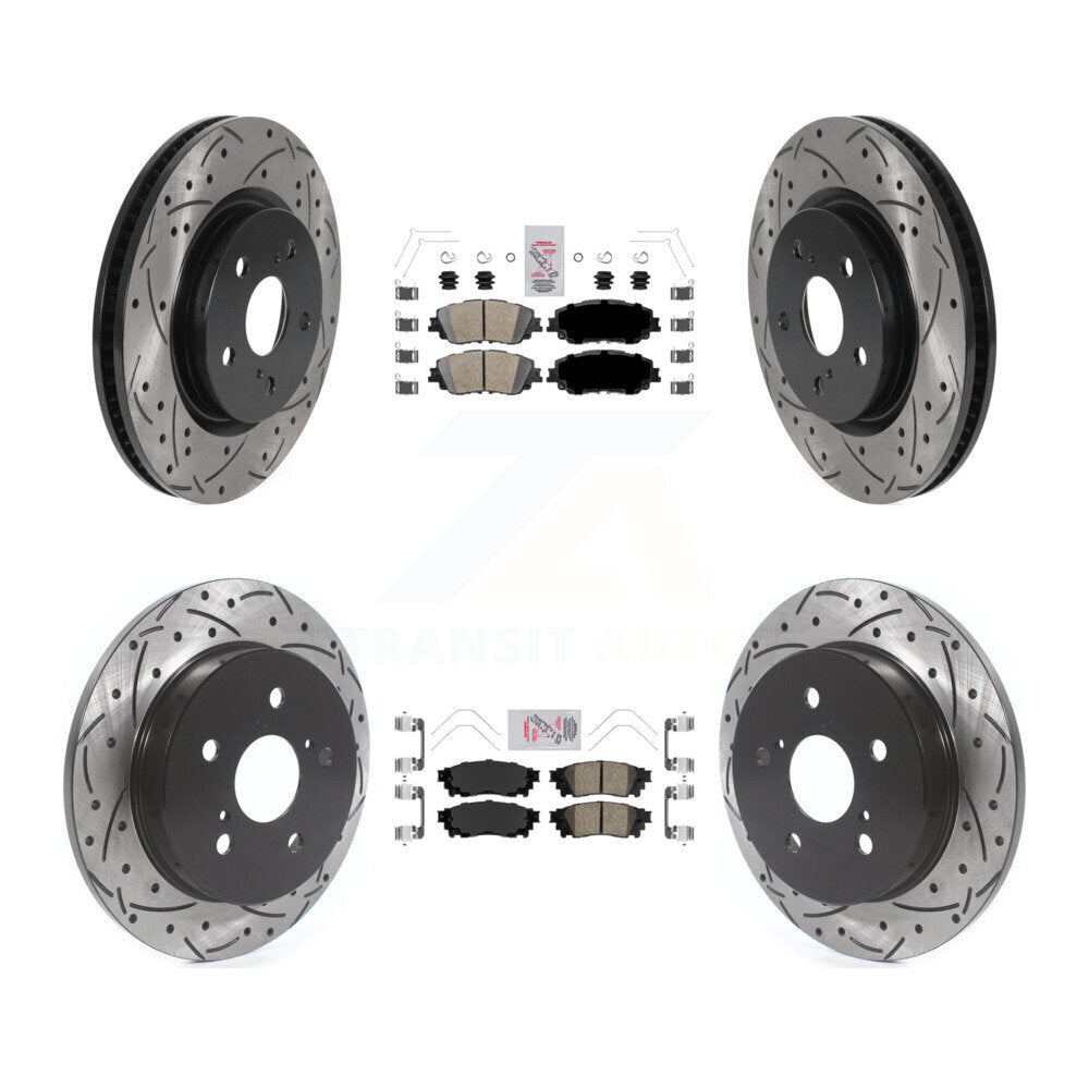 Kit de Rotors de frein à fente de forage de tampon en céramique avant et arrière pour Toyota RAV4 Camry Coroll
