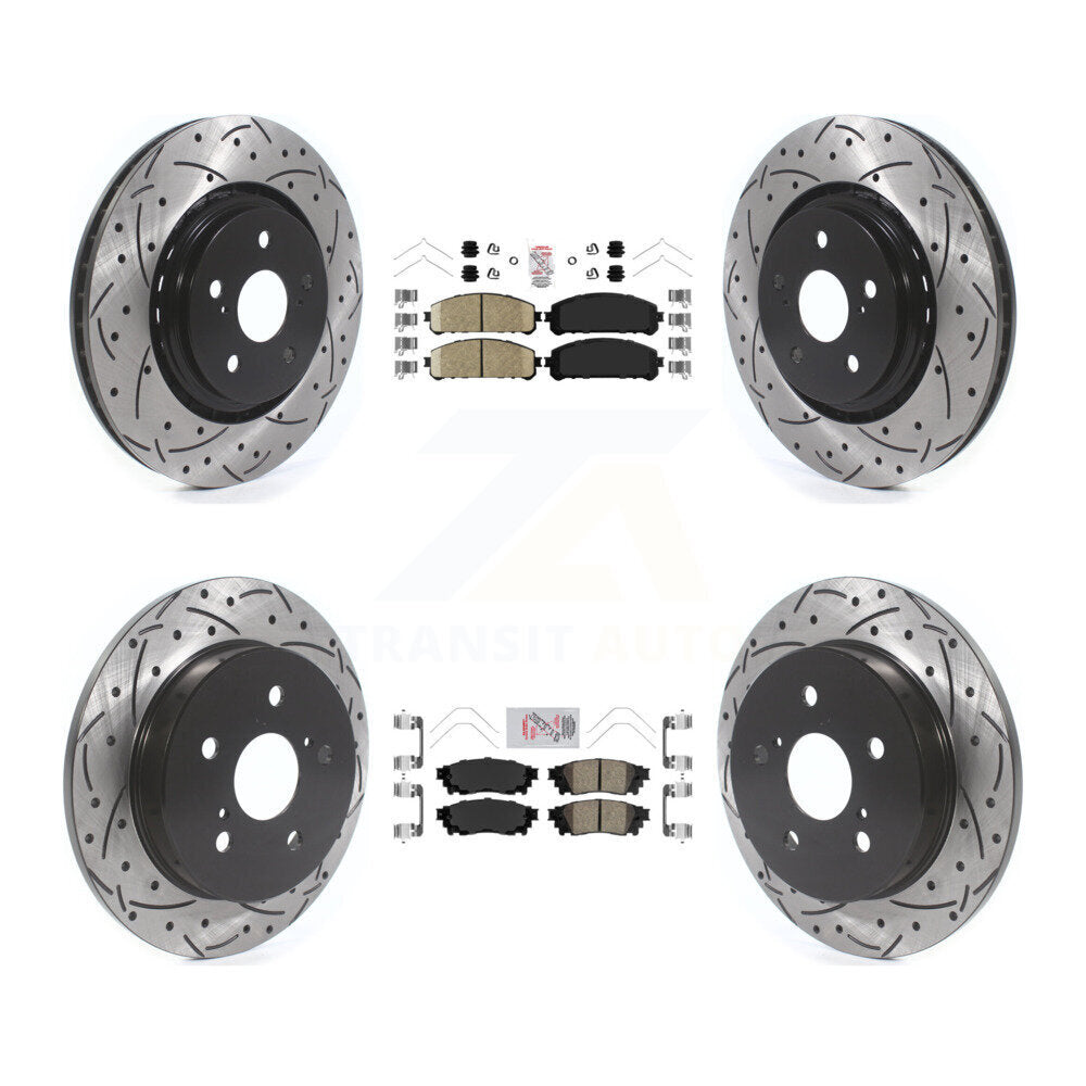 Kit de rotors de frein à fente percée avec tampons en céramique avant et arrière, pour Toyota Camry Avalon TR