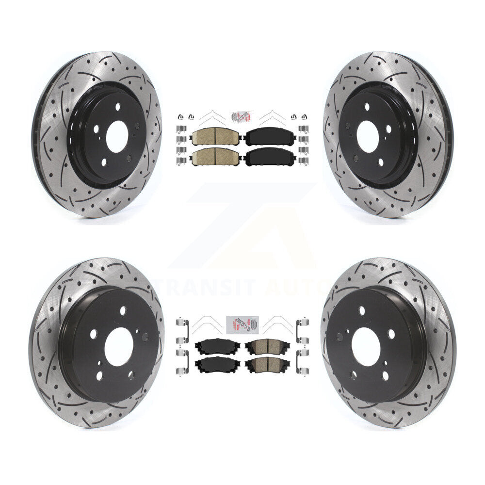 Kit de rotors de frein à fente percée avec tampons en céramique avant et arrière, pour Toyota Camry Avalon TR