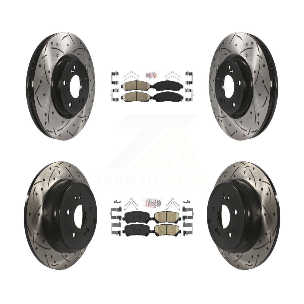 Kit de Rotors de frein à fente de forage de tampon en céramique avant et arrière pour Honda Pilot Acura MDX ZD
