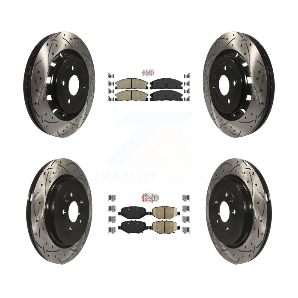 Kit de Rotors de frein à fente de forage de tampon en céramique avant et arrière pour Ford Explorer Flex Tauru