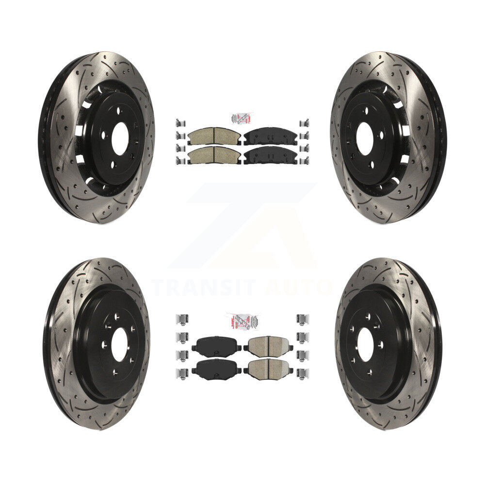 Kit de rotors de frein à fente de forage de tampon en céramique avant et arrière pour Ford Explorer Police Fle