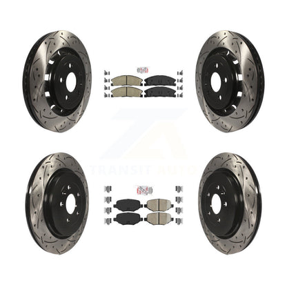 Kit de rotors de frein à fente de forage de tampon en céramique avant et arrière pour Ford Explorer Police Fle