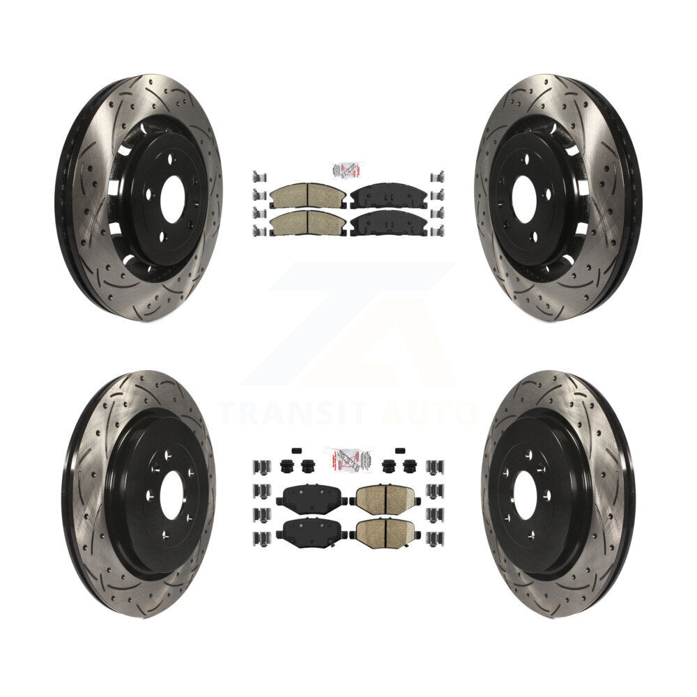 Kit de rotors de frein à fentes semi-métalliques avant et arrière en céramique, pour Ford Fle