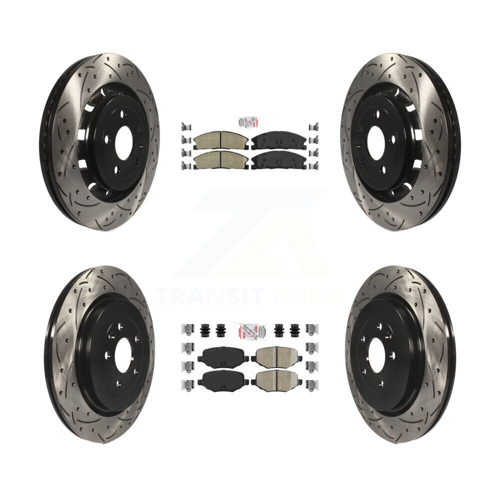 Kit de rotors de frein à fente de forage de tampon en céramique avant et arrière pour Ford Explorer Police Fle