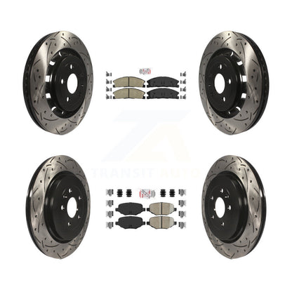 Kit de rotors de frein à fente de forage de tampon en céramique avant et arrière pour Ford Explorer Police Fle