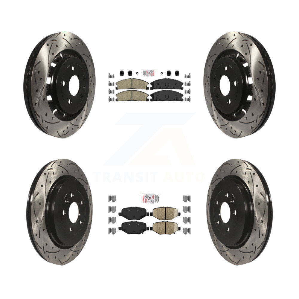 Kit de Rotors de frein à fente de forage de tampon en céramique avant et arrière pour Ford Explorer Flex Tauru