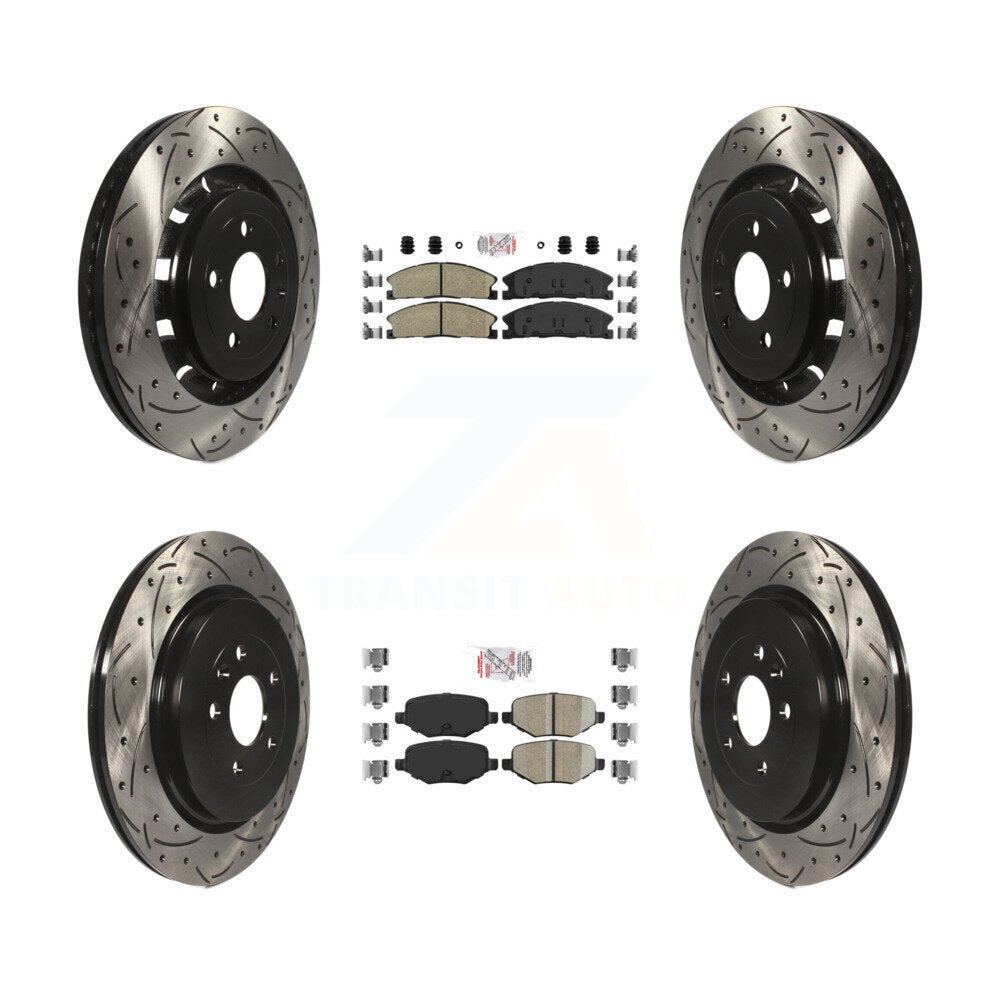 Kit de rotors de frein à fente de forage de tampon en céramique avant et arrière pour Ford Explorer Police Fle
