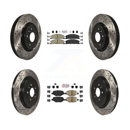 Kit de rotors de frein à disque à fente de perçage avec tampon semi-métallique arrière en céramique avant pour