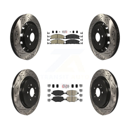 Kit de rotors de frein à fente de forage de tampon en céramique avant et arrière pour Ford Explorer Police Fle