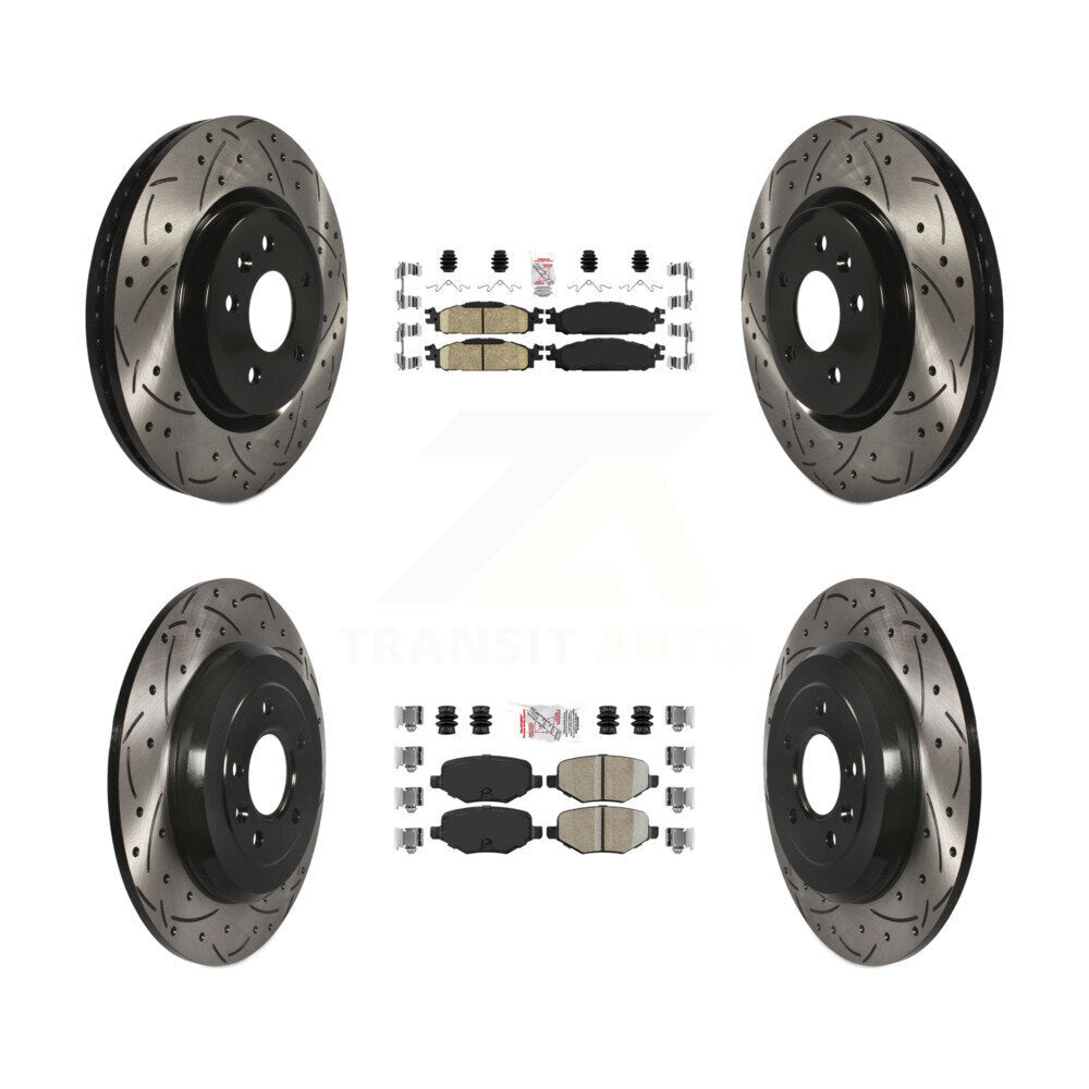 Kit de Rotors de frein à fente de forage de tampon en céramique avant et arrière pour Ford Explorer Flex Tauru