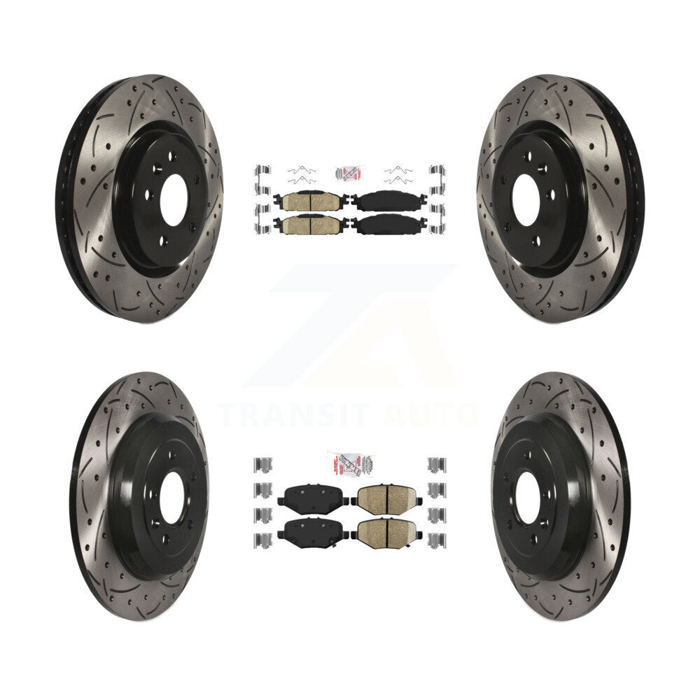 Kit de rotors de frein à disque avec fente de forage revêtue de tampons en céramique avant et arrière pour Ford Explore