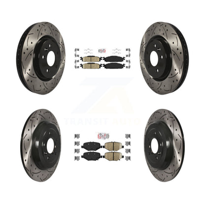 Kit de rotors de frein à disque avec fente de forage revêtue de tampons en céramique avant et arrière pour Ford Explore