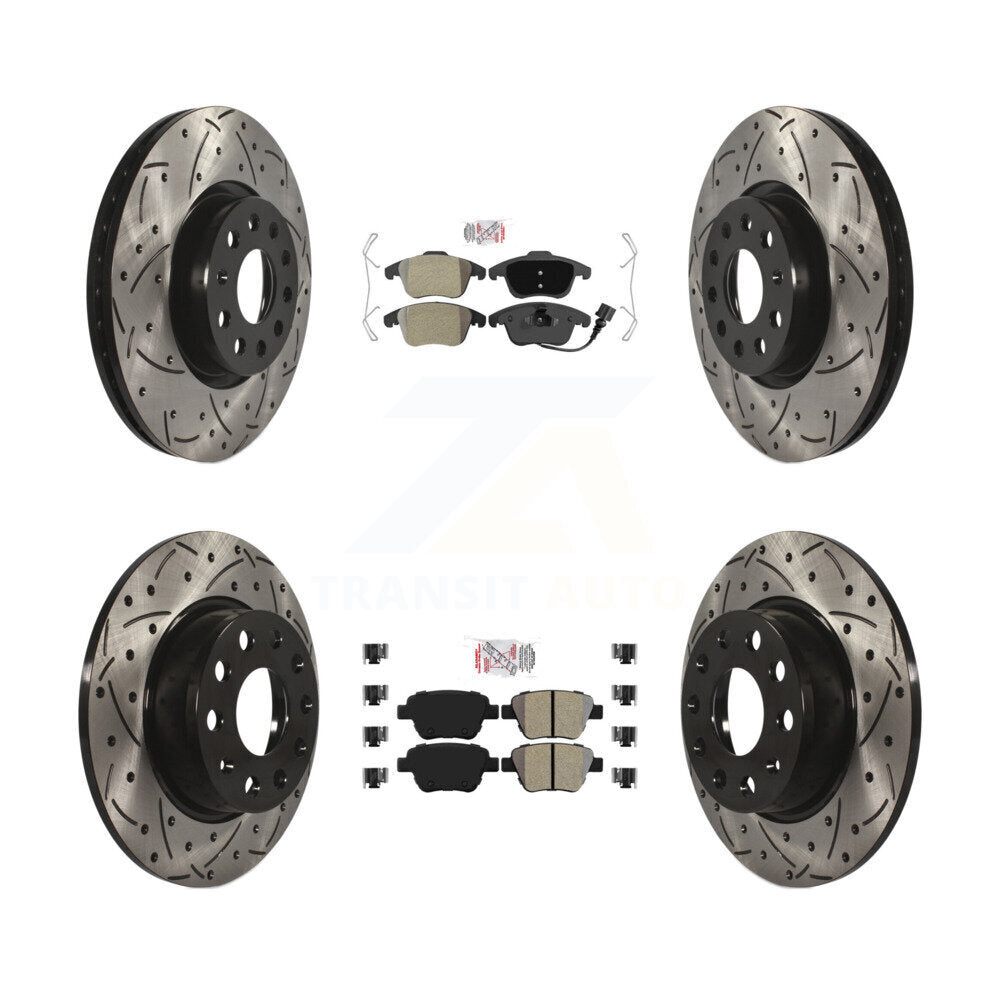 Kit de rotors de frein à fentes percées à plaquettes semi-métalliques avant et arrière pour Volkswagen Passa