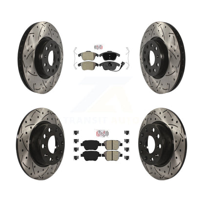 Kit de rotors de frein à fentes percées à plaquettes semi-métalliques avant et arrière pour Volkswagen Passa