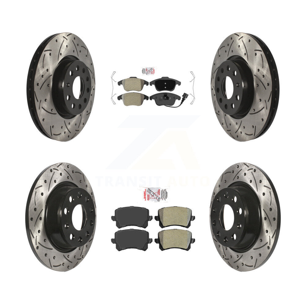 Kit de Rotor de frein à fente de forage de tampon semi-métallique avant et arrière pour Volkswagen Tiguan Q