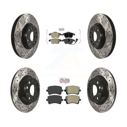 Kit de Rotor de frein à fente de forage de tampon semi-métallique avant et arrière pour Volkswagen Tiguan Q