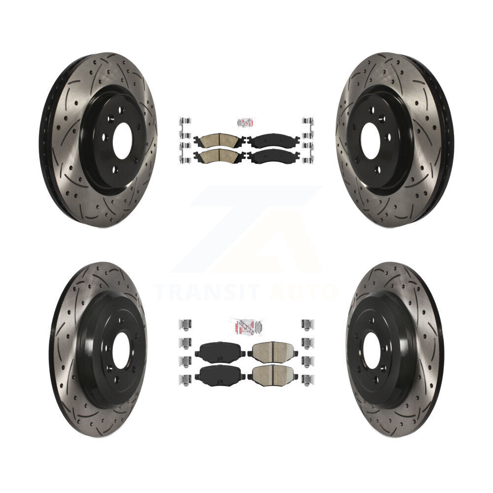 Kit de rotors de frein à fente de forage de tampon en céramique avant et arrière pour Ford Taurus SH 2010-2012