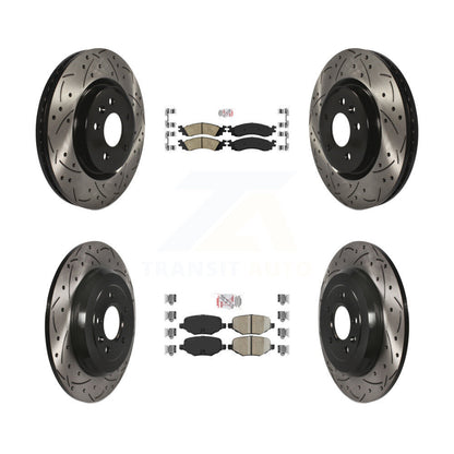 Kit de rotors de frein à fente de forage de tampon en céramique avant et arrière pour Ford Taurus SH 2010-2012