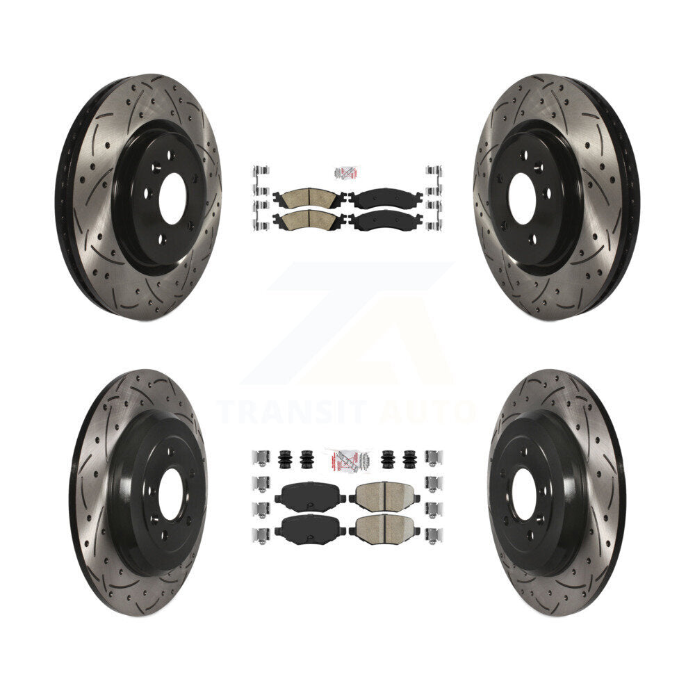 Kit de rotors de frein à fente de forage de tampon en céramique avant et arrière pour Ford Taurus SH 2010-2012