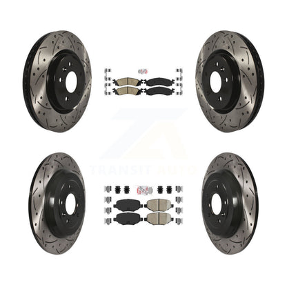 Kit de rotors de frein à fente de forage de tampon en céramique avant et arrière pour Ford Taurus SH 2010-2012