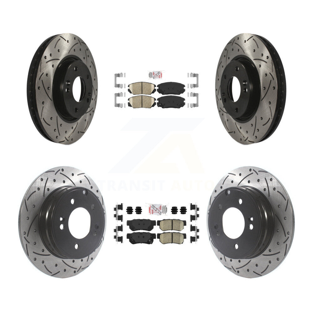 Kit de Rotor de frein à disque à fente percée avec tampons en céramique avant et arrière, pour Hyundai Sonata 3.3