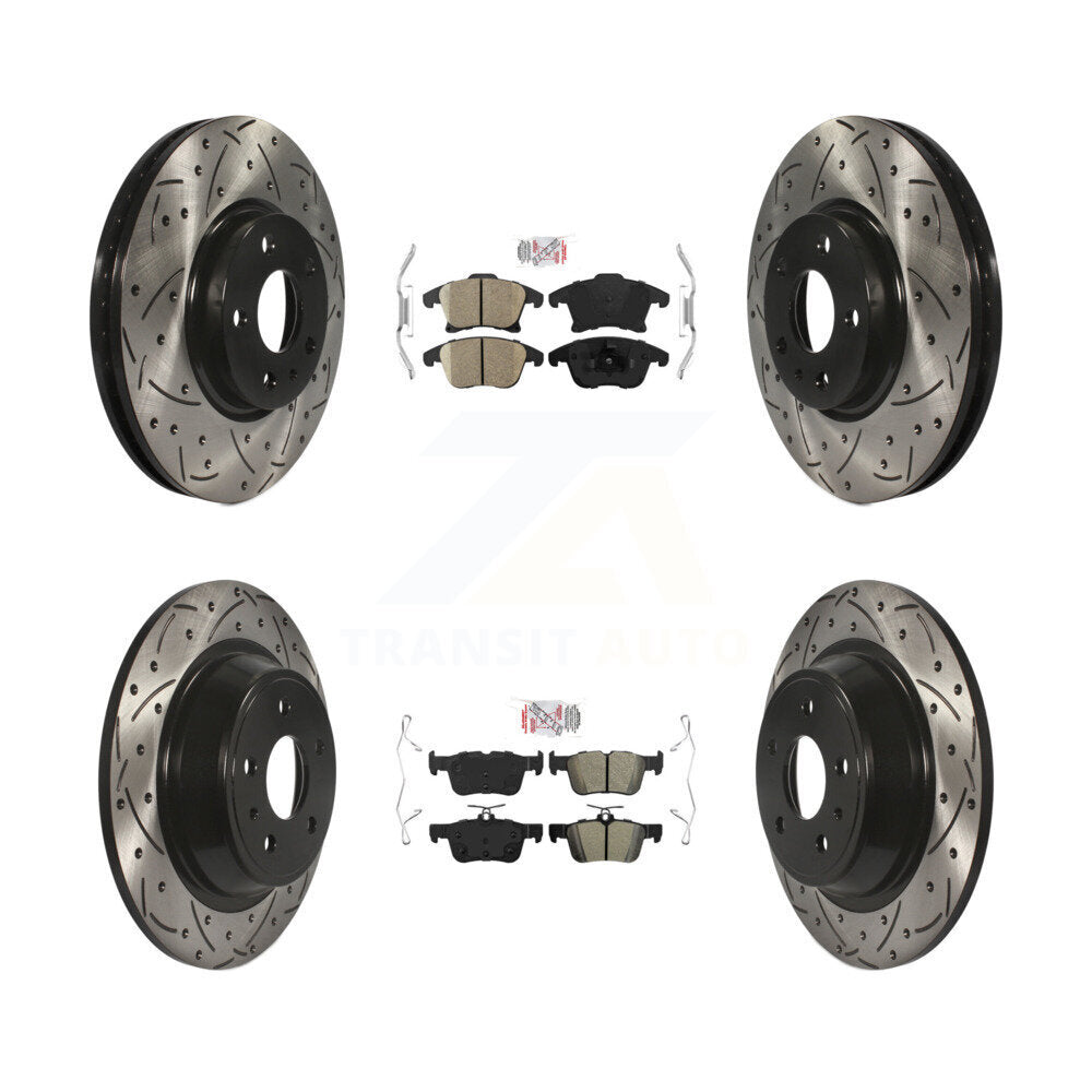 Kit de rotors de frein à fente de forage semi-métallique avant en céramique et arrière pour Ford Fusio