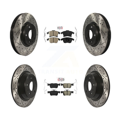 Kit de rotors de frein à fente de forage semi-métallique avant en céramique et arrière pour Ford Fusio