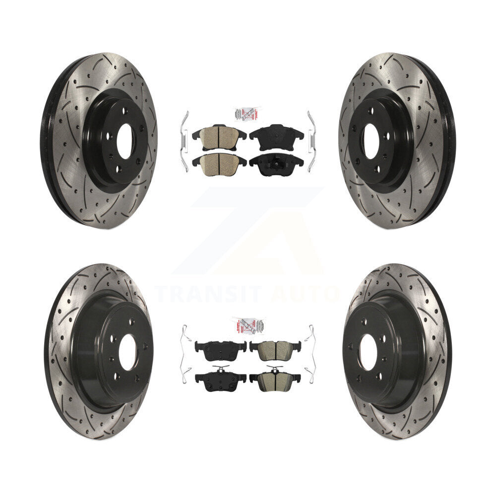 Kit de rotors de frein à fente de forage semi-métallique avant en céramique et arrière pour Ford Fusio