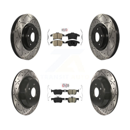 Kit de rotors de frein à fente de forage semi-métallique avant en céramique et arrière pour Ford Fusio