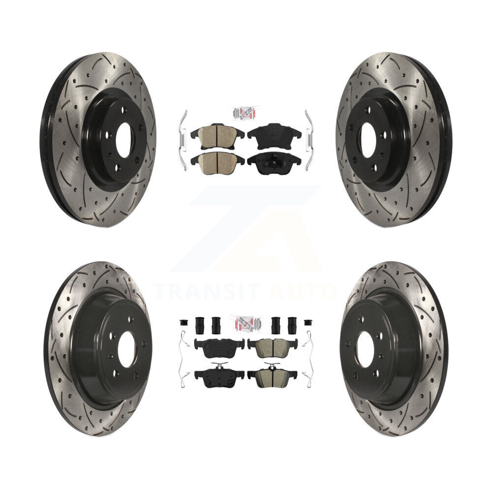 Kit de rotors de frein à fente de forage semi-métallique avant en céramique et arrière pour Ford Fusio