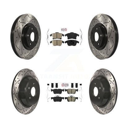 Kit de rotors de frein à fente de forage semi-métallique avant en céramique et arrière pour Ford Fusio