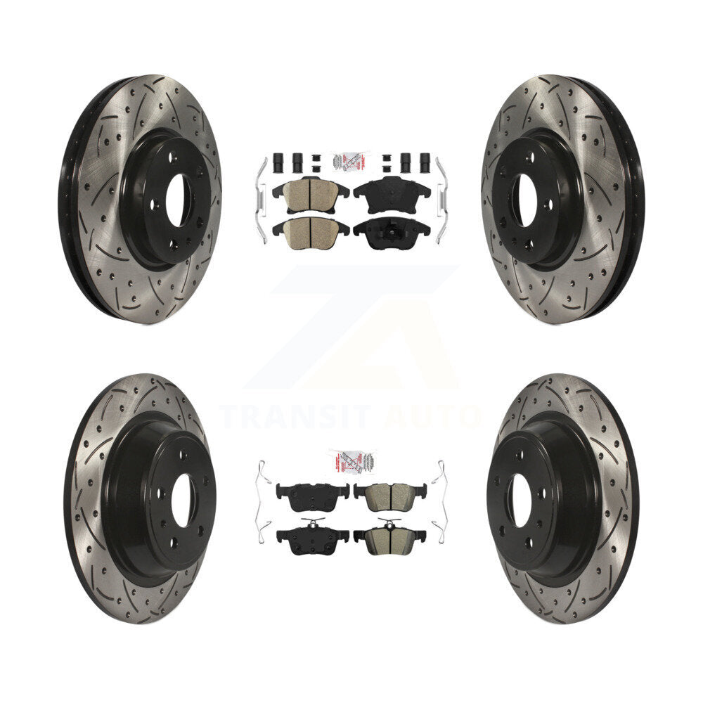 Kit de rotors de frein à fente de forage semi-métallique avant en céramique et arrière pour Ford Fusio