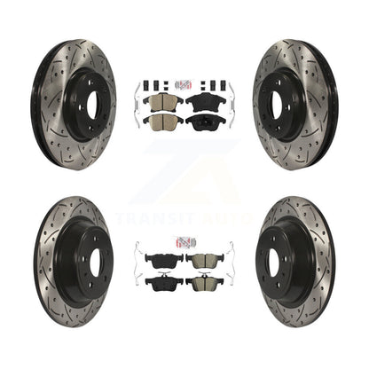 Kit de rotors de frein à fente de forage semi-métallique avant en céramique et arrière pour Ford Fusio
