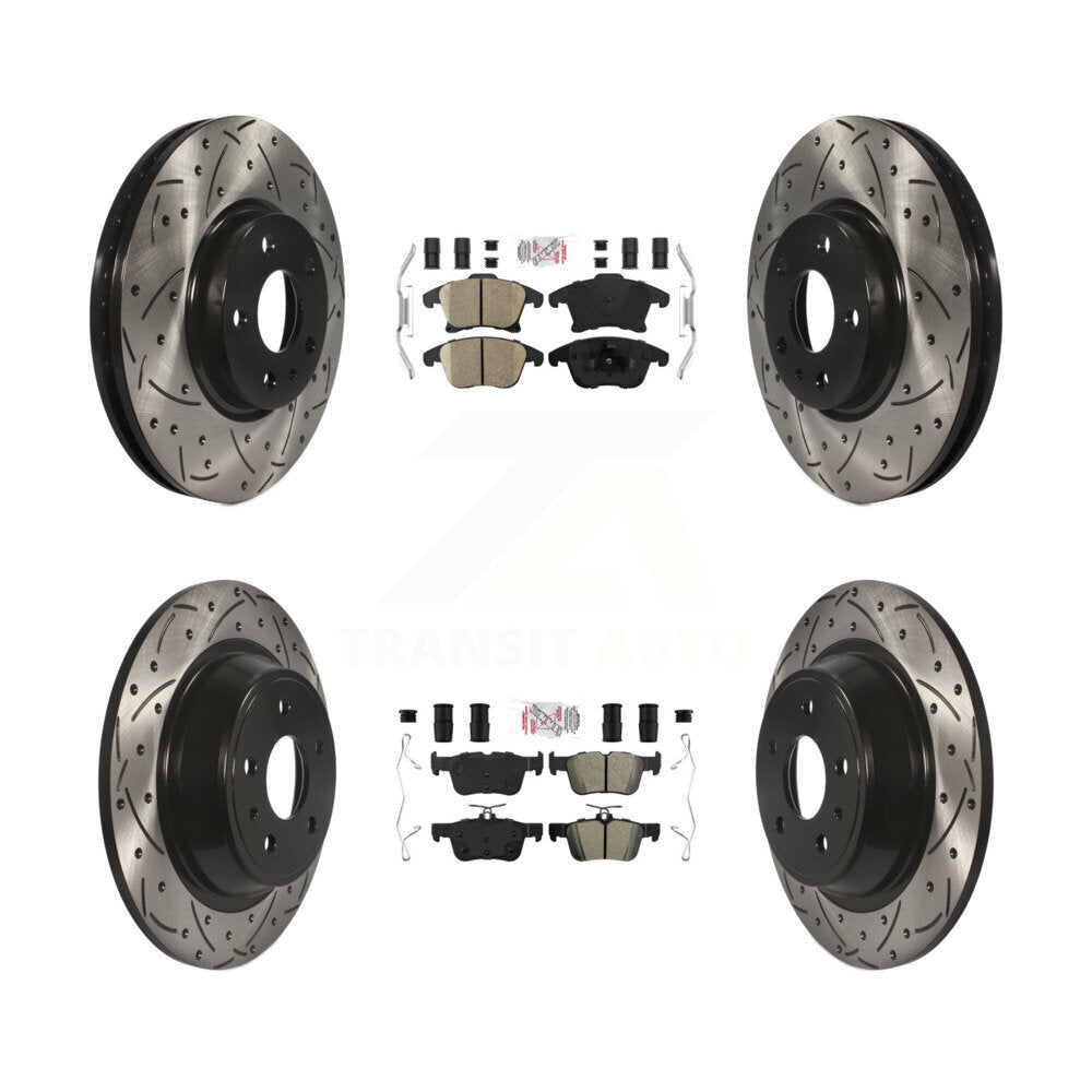 Kit de rotors de frein à fente de forage semi-métallique avant en céramique et arrière pour Ford Fusio