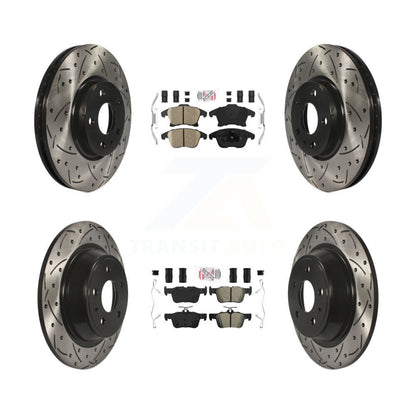 Kit de rotors de frein à fente de forage semi-métallique avant en céramique et arrière pour Ford Fusio