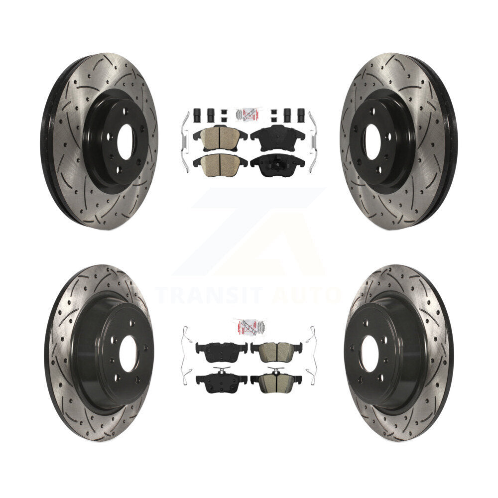 Kit de rotors de frein à fente de forage semi-métallique avant en céramique et arrière pour Ford Fusio
