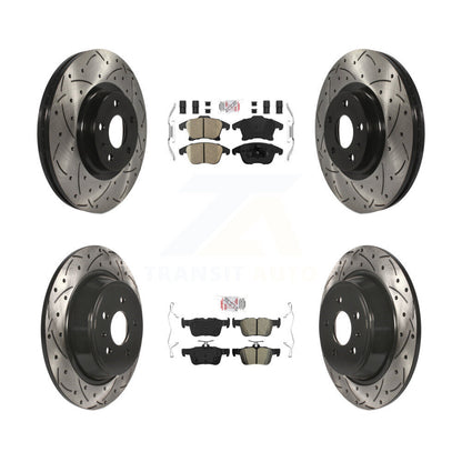 Kit de rotors de frein à fente de forage semi-métallique avant en céramique et arrière pour Ford Fusio