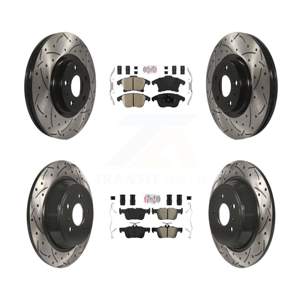 Kit de rotors de frein à fente de forage semi-métallique avant en céramique et arrière pour Ford Fusio
