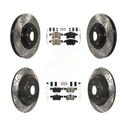 Kit de rotors de frein à fente de forage semi-métallique avant en céramique et arrière pour Ford Fusio