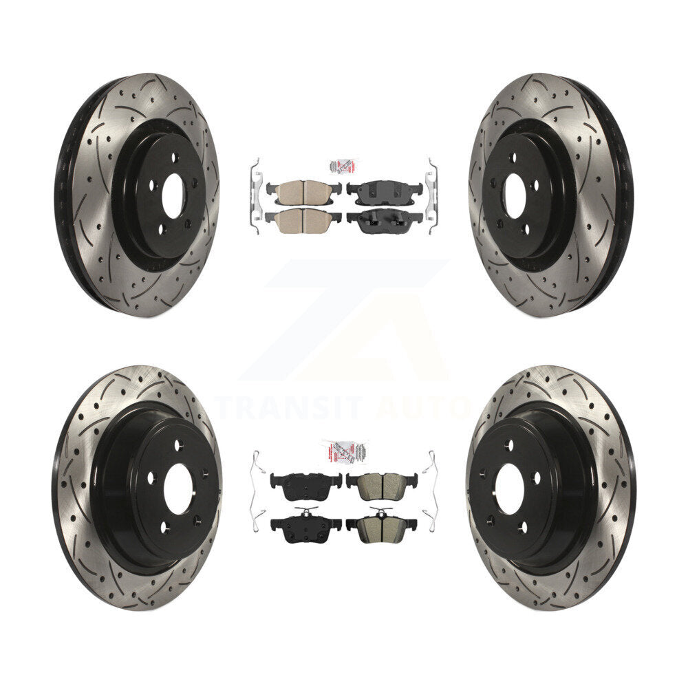 Kit de rotors de frein à fente de forage semi-métallique avant en céramique et arrière pour Ford Fusio