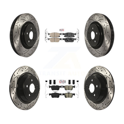Kit de rotors de frein à fente de forage semi-métallique avant en céramique et arrière pour Ford Fusio