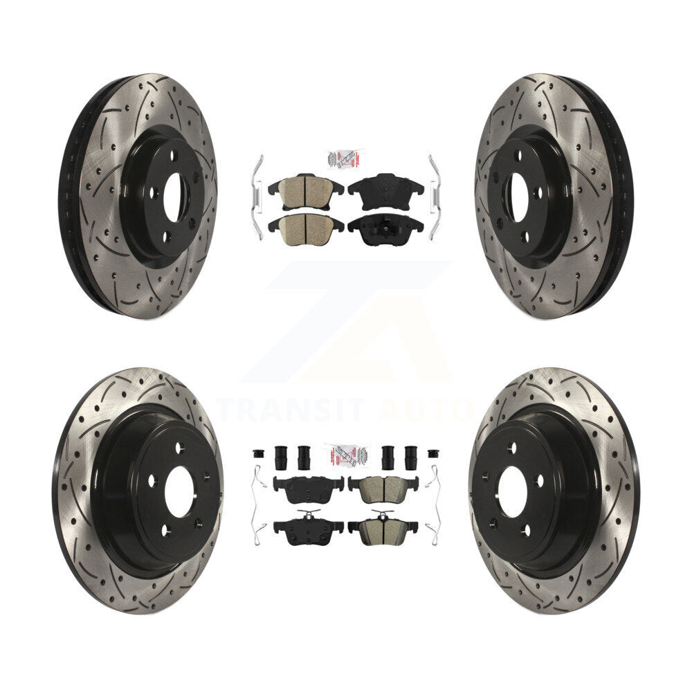 Kit de rotors de frein à fente de forage semi-métallique avant en céramique et arrière pour Ford Polic