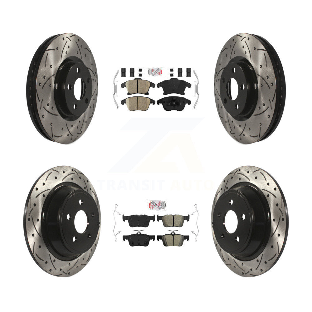 Kit de rotors de frein à fente de forage semi-métallique avant en céramique et arrière pour Ford Polic