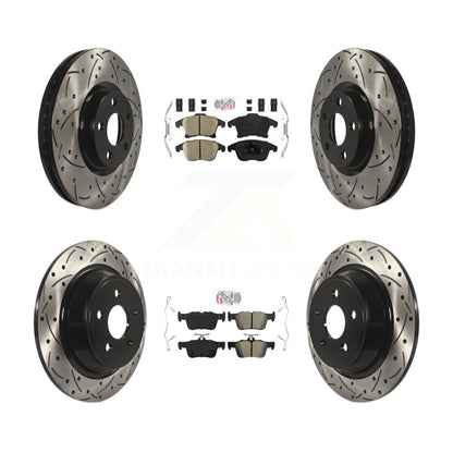 Kit de rotors de frein à fente de forage semi-métallique avant en céramique et arrière pour Ford Polic