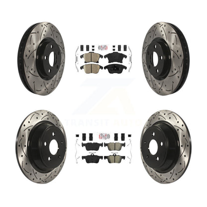 Kit de rotors de frein à fente de forage semi-métallique avant en céramique et arrière pour Ford Polic