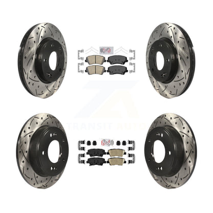 Kit de Rotors de frein à fente de forage de tampon en céramique avant et arrière pour Kia Forte Hyundai Elantr