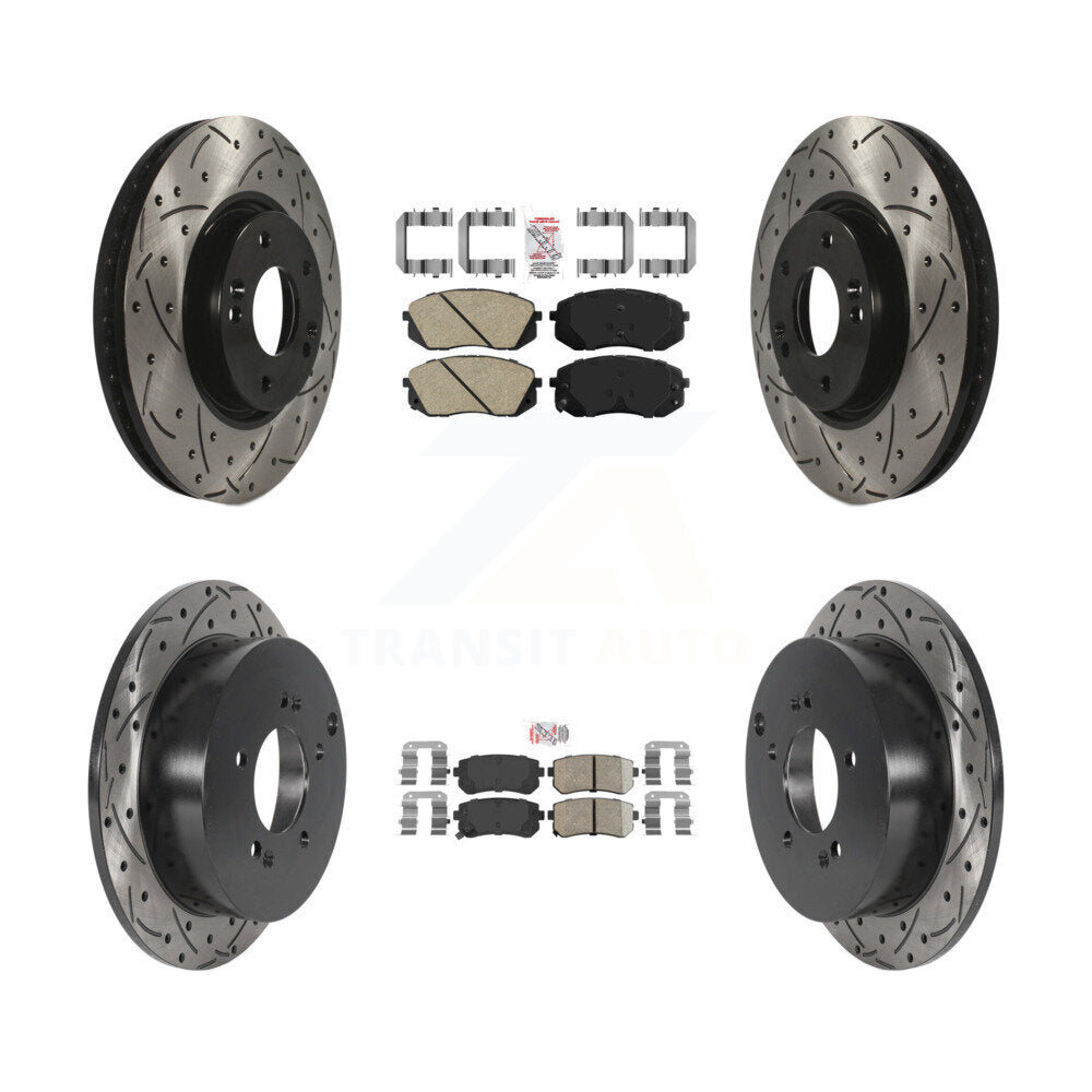 Kit de rotors de frein à disque à fente percée avec tampons en céramique avant et arrière, pour Hyundai Tucson Ki