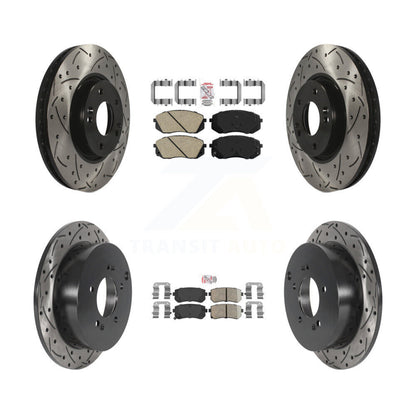 Kit de rotors de frein à disque à fente percée avec tampons en céramique avant et arrière, pour Hyundai Tucson Ki
